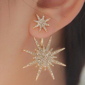 Crystal Star Drop Earring Gold Tone